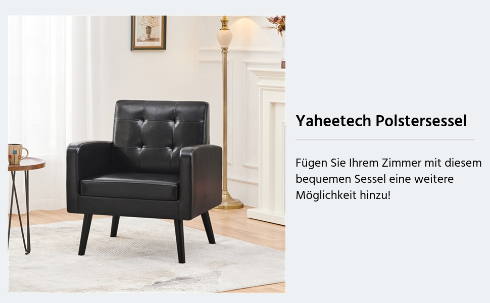 Крісло-мішок Yaheetech з підлокітниками, чорне, з поліуретану, до 136 кг