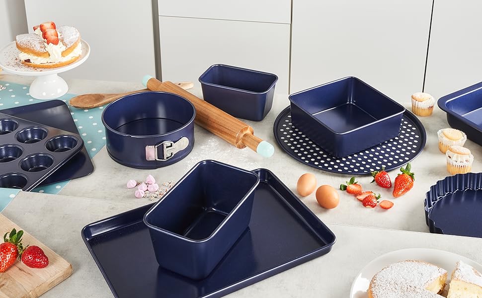 Форма для випічки Zyliss E980194 Springform, 23 см, з антипригарним покриттям, нержавіюча сталь, темно-синій колір, для маленьких тортів, сумісна з посудомийною машиною, 5 років гарантії