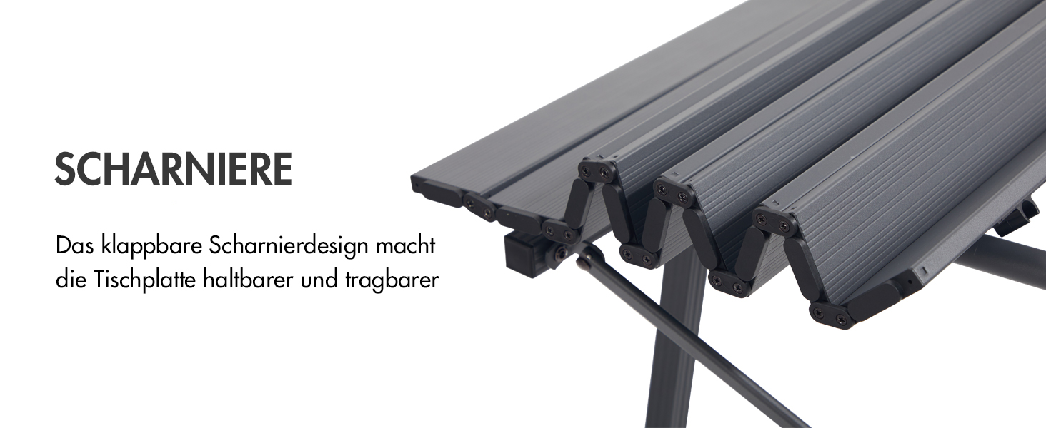 Складаний кемпінговий стіл Portal з регулюванням висоти, алюмінієвий, 90 x 53 см, сірий