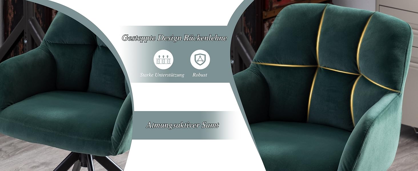 Офісний стілець Chairus обертовий оксамитовий зелений з металевими ніжками, без коліс для кабінету