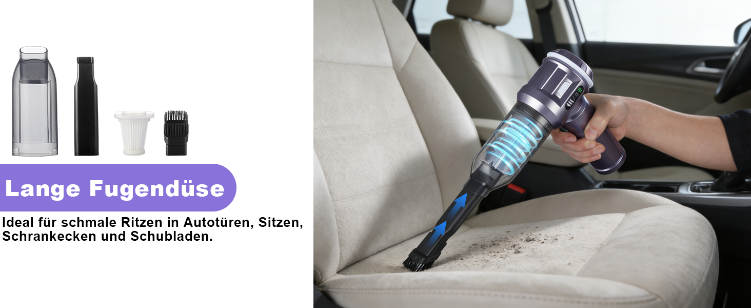 Акумуляторний ручний пилосос Citybee 4 в 1, бездротовий автомобільний та домашній пилосос 25000Па, безщіточний двигун, 3 режими потужності, для шерсті тварин, сірий