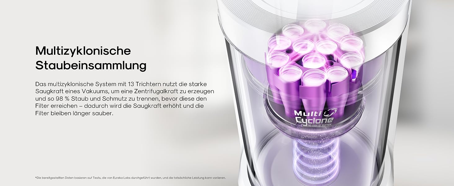 Робот-пилосос Eureka E20 Plus з потужністю 8000 Па, самостійною станцією очищення, функцією запобігання заплутування, 3D уникнення перешкод, 180 хвилин роботи, DuoDetect AI, білий