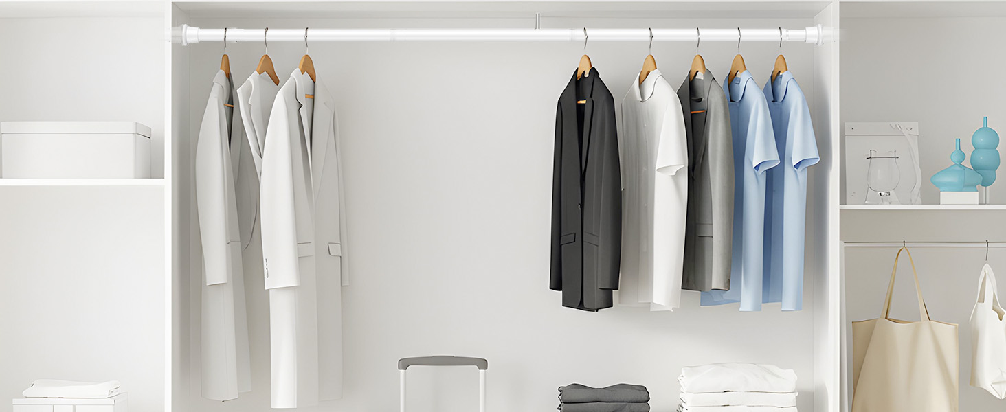 Штанга для карниза без свердління 76-200 см, телескопічна, для душу, одягу, вікна, кухні, шафи (біла)