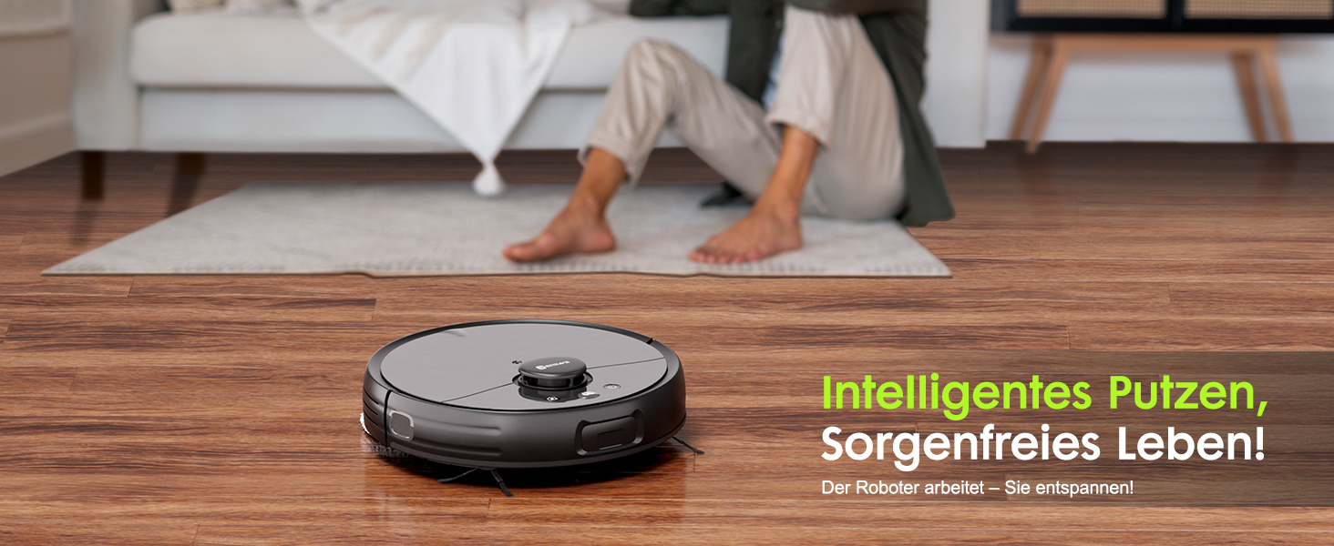 Робот-пилосос з функцією миття, автоматичне спорожнення (75 днів), потужність 8500Pa, зрізач для шерсті тварин, лазерна іграшка для котів, лазерна навігація, знімне м'яке прибирання, робот-пилосос для твердих поверхонь, килимів та шерсті тварин, чорний