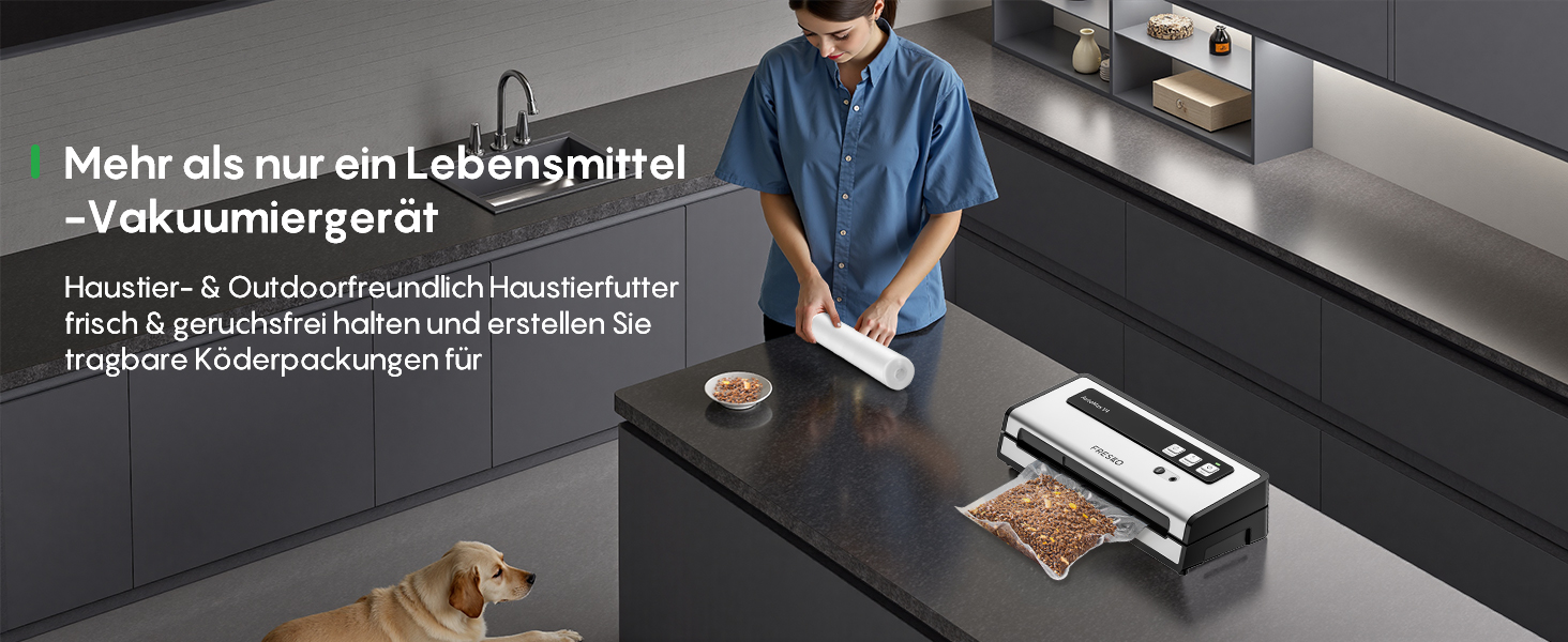 Вакууматор FRESKO Automax V2, автоматичний вакуумний пакувальник 140W з подвійним термозапечатуванням, режимами «Сухий/Вологий» та набором для консервації (чорний)