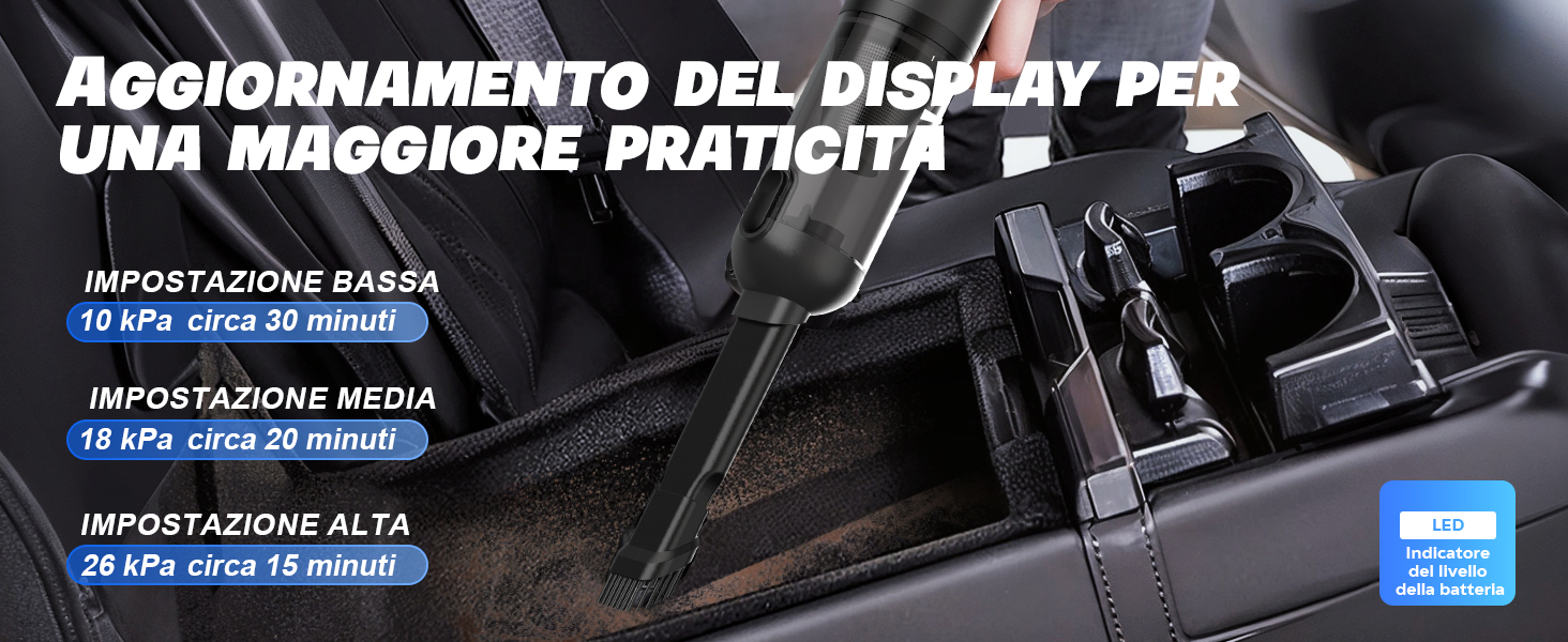 Акумуляторний ручний пилосос для авто та дому 4-в-1, безщітковий мотор 26000Па, 3 режими потужності, з підсвіткою (Сірий)