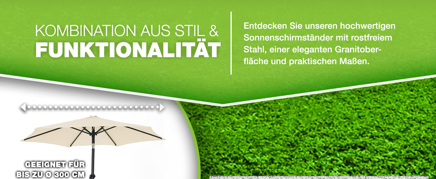 Підставка для парасольки Tillvex® Granit на колесах з ручкою для перенесення, 27 кг | Підставка для парасольки з нержавіючою сталею | Підставка для парасольки на балкон, діаметр 250 см, для стійок 16-48 мм (Прямокутна, сіра)