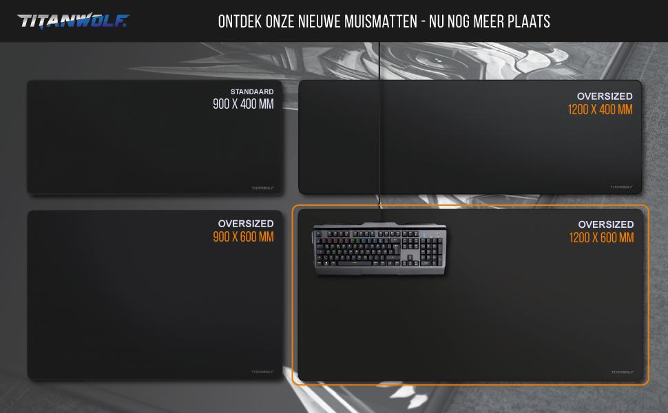 Ігровий килимок для миші Titanwolf XXXL (1200x600 мм) з принтом, великий килимок на стіл для геймерської миші та клавіатури, чорний