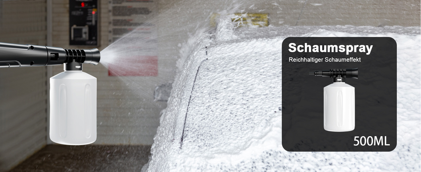 Високотискний мийник 180 бар, 6-в-1 насадка, продуктивність 420 л/год, площа очищення 50 м²/год, економний, з піночистою та барабаном для шлангу, для авто та під'їздів, червоний