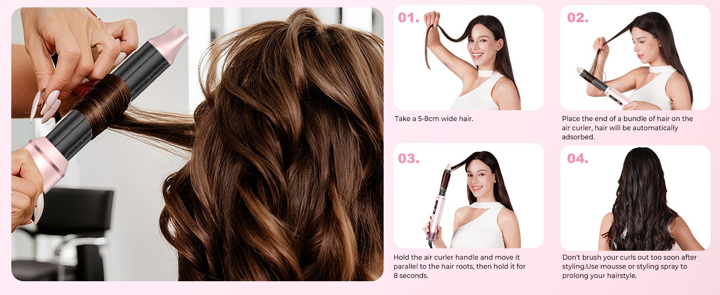 Atopskins Airbrush Haarstyler 5-в-1: Фен-щітка, стайлер для волосся з гарячим повітрям, випрямляч, плойка (Червоний)