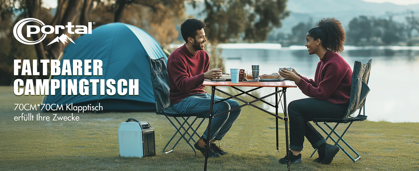 Складаний кемпінговий стіл PORTAL з алюмінієвою стільницею, навантаження до 80 кг, з сумкою-чохлом для пікніка, гриля, саду та балкона, коричневий
