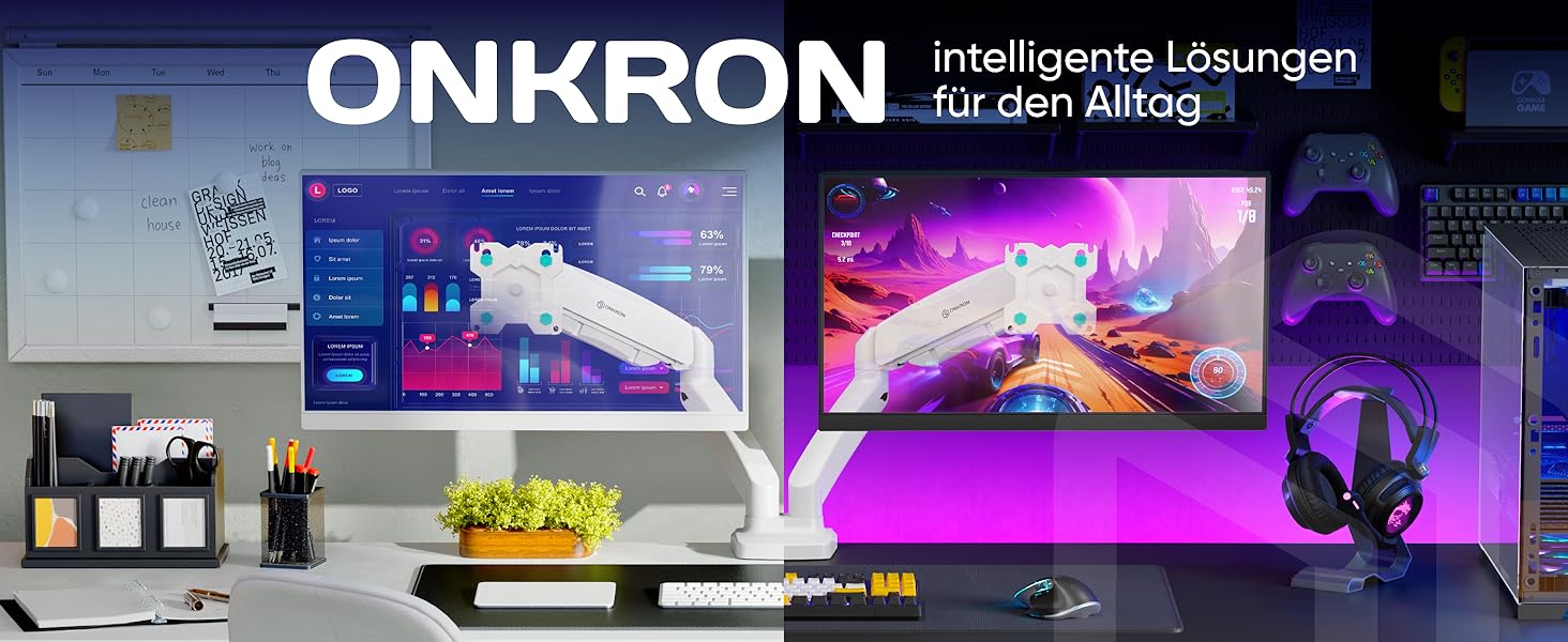 Кріплення для монітора ONKRON G160-W (2 монітори, 13-32 дюйми, до 8 кг, VESA 75x75-100x100)