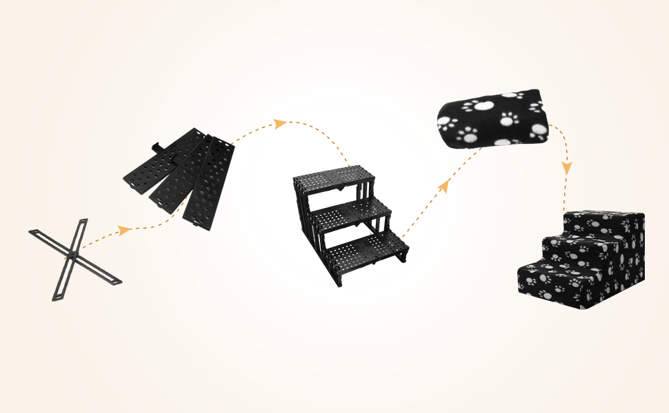 Сходи для домашніх тварин, 3 ступені, сходи для собак, сходи для кішок, сходи з плюшевим покриттям, сходи для домашніх тварин для кішок і собак, напрямна, що миється, Нековзна, знімна, 45x30x35 см