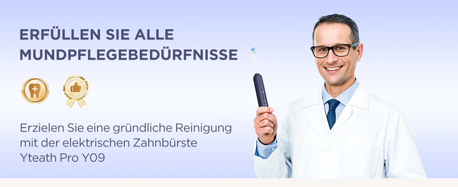 Електрична зубна щітка Sonic для дорослих та дітей, 5 режимів чищення, 8 насадок, блакитна