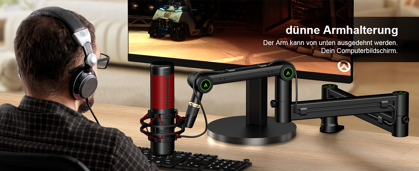 Мікрофонний стійкий тримач Aokeo AK-58i для HyperX, Elgato, Shure, Blue Yeti - кріплення для студійного запису