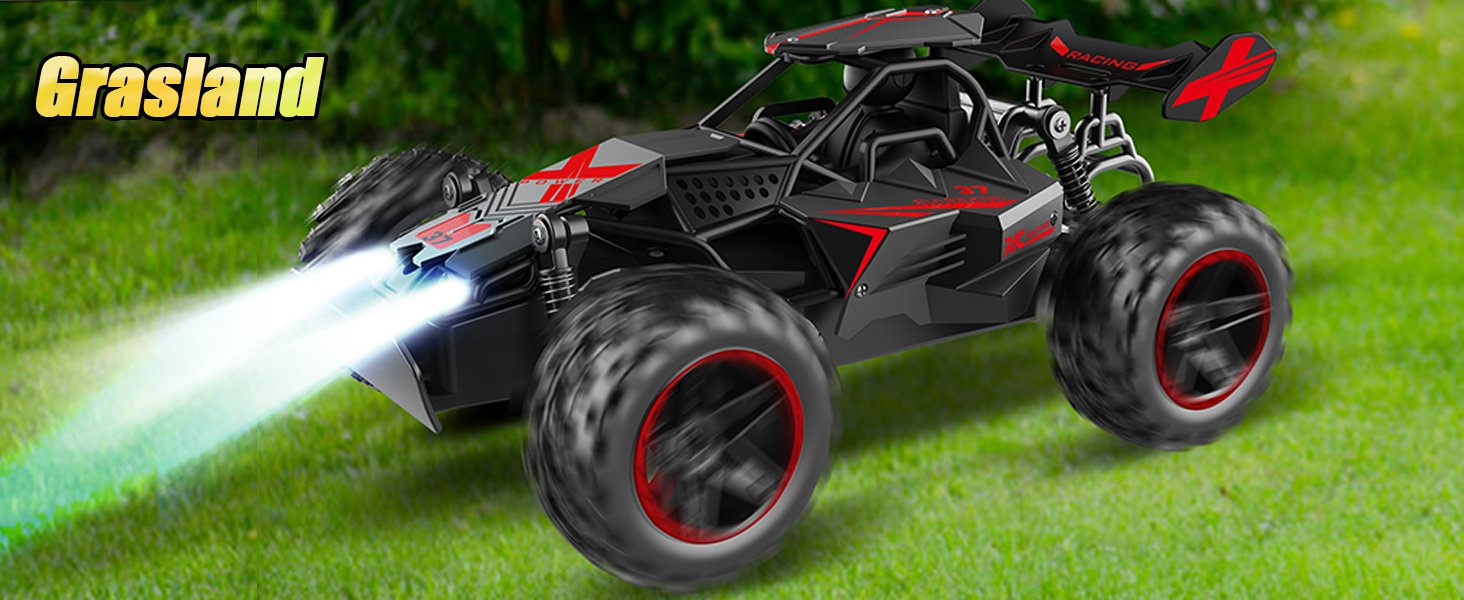 Радіокерований позашляховик 2.4GHz, LED підсвічування, швидкість 15+ км/год, іграшка для хлопчиків, чорно-червоний