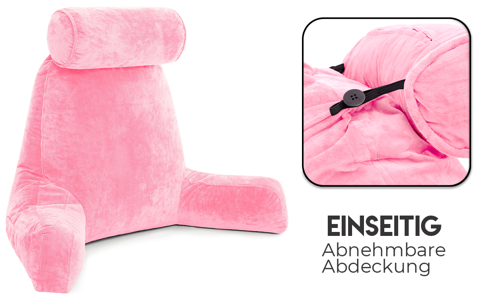 Подушка для чоловіка з підлокітниками - темно-сіра, для читання та відпочинку в ліжку, висока спинка, преміум піна пам'яті, знімний валик для шиї, оригінальна версія (світло-фіолетовий)