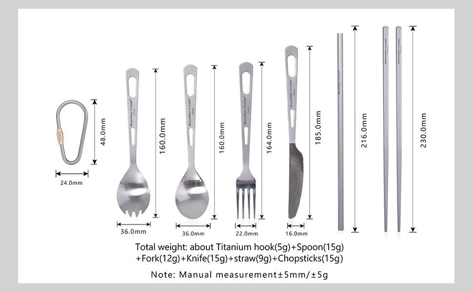 Набір туристичного посуду iBasingo Titan 3 шт. (вилка, ложка, ніж) з нержавіючої сталі - для кемпінгу, риболовлі, пікніків, грилів