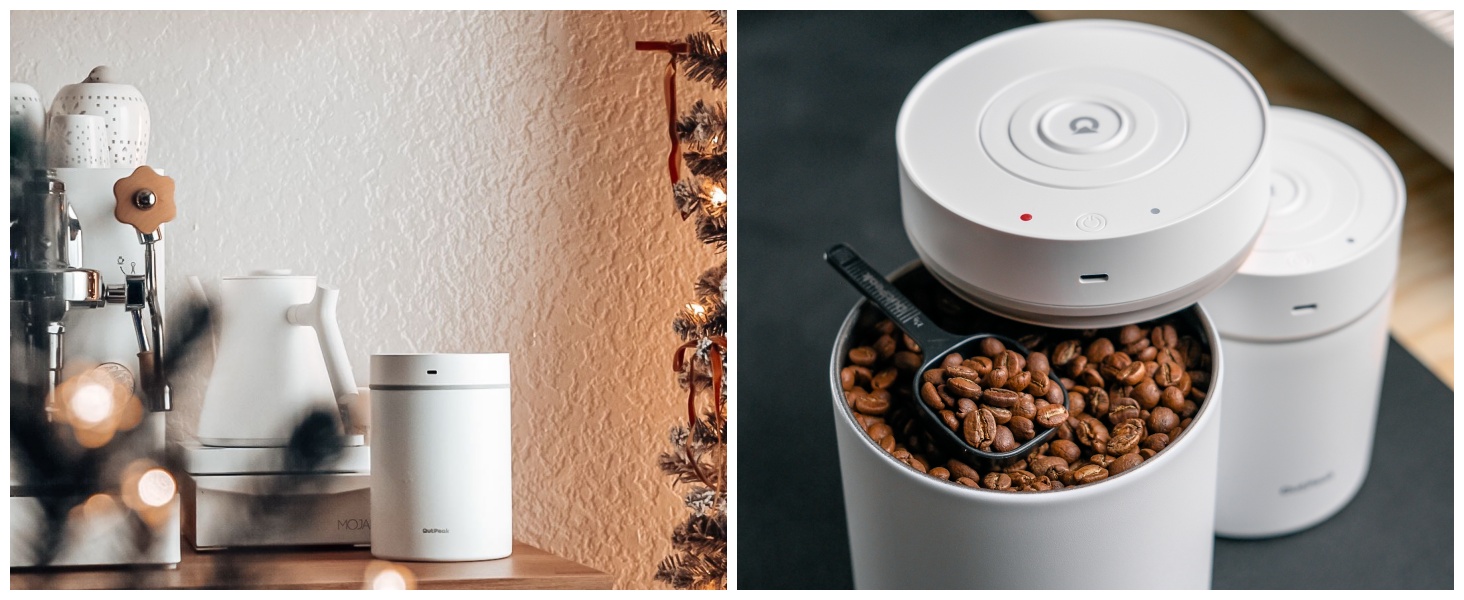 OUTPEAK Neo 2025 Kilo Auto-Vakuum-Kaffeedose: Вакуумний контейнер для кави OUTPEAK Neo 2025 Kilo, 1,5 л (500 г кавових зерен), з автоматичним вакуумуванням, нержавіюча сталь, для бариста, подарунок (великий, матовий чорний)