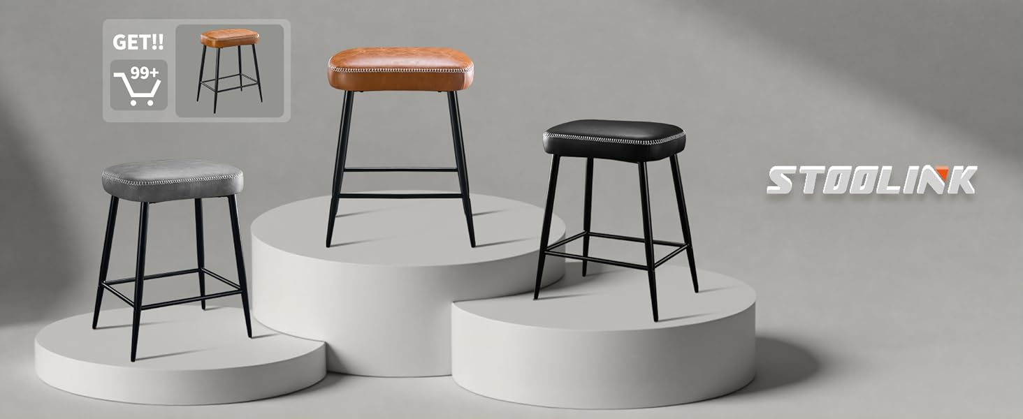 Набір з 2 барних стільців з мікрофібри, ретро дизайн, висота 62.5 см, без спинки, сірий (коричнева шкіра)