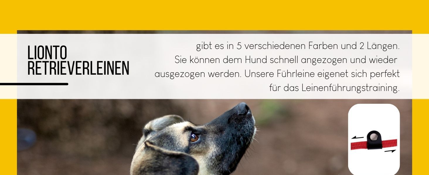 Повідець для ретриверів lionto, 120 см, чорний, міцний та стійкий до погодних умов
