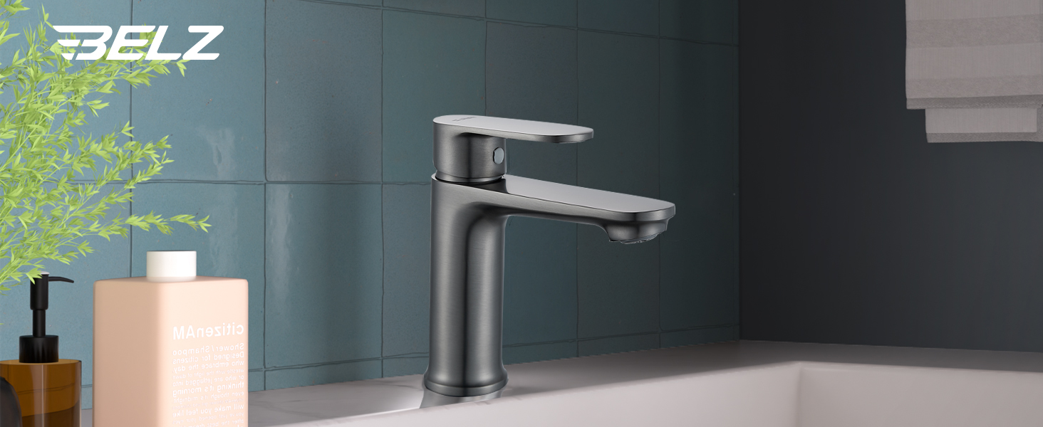 Набір змішувачів для ванної кімнати Belz, латунь, однозахватний, для мийки, сірий, темно-сірий