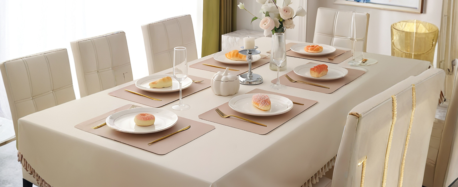 Набір скатертин та підставок під посуд HELI MIAO, 4 шт., 43x30 см, водонепроникні, стійкі до нагрівання, імітація шкіри, зелений