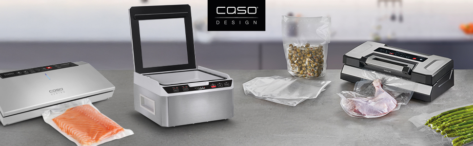 Вакууматор CASO VRH 800 Advanced Pro для продуктів та рідин, насос 20 л/хв, подвійний шов 30 см, корпус із нержавіючої сталі, комплект з пакетами та контейнерами