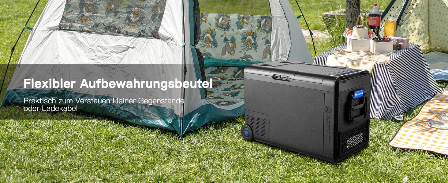 Автомобільний компресорний холодильник AAOBOSI 48л, -20°C/+20°C, 12/24V/230V, USB, для авто, фур, човнів, кемпінгу, риболовлі, чорний