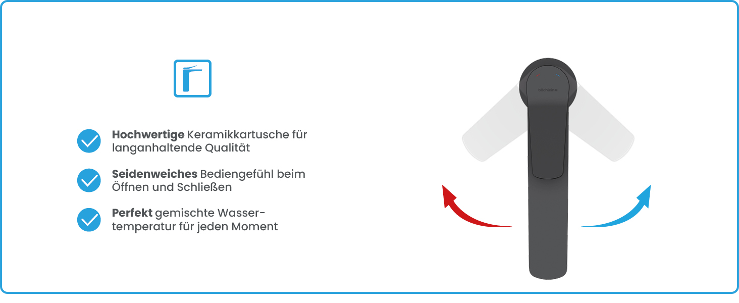 Чорний матовий змішувач для умивальника Bächlein Aldeya - набір для монтажу, сучасний дизайн