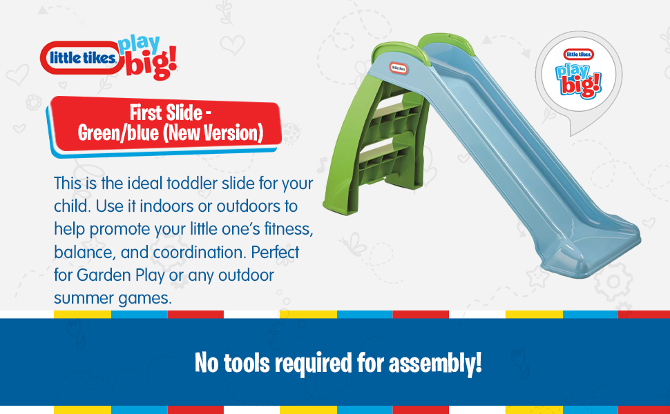 Дитячий гірочка Little Tikes First Slide - ігровий набір для дому та саду, безпечний та міцний, для дітей від 18 місяців (зелено-блакитний)
