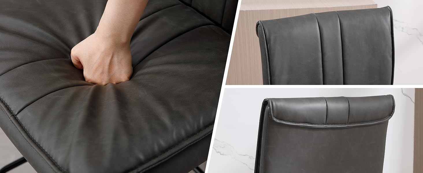 Набір з 2 барних стільців Chairus з PU шкірою, без підлокітників, для кухні, вітальні, острівця (зелений, сірий)