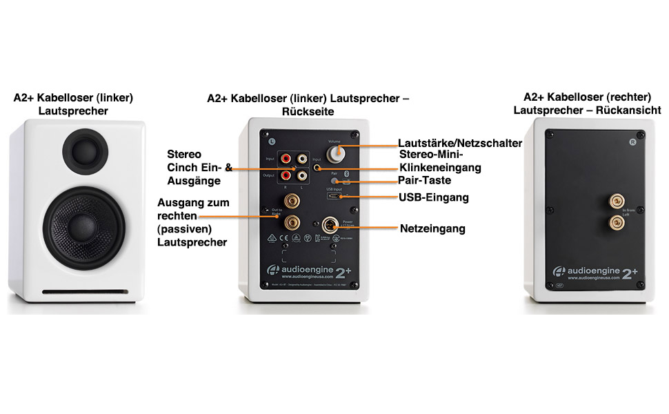 Бездротова настільна колонка Audioengine A2 HD, aptX HD Bluetooth, 60 Вт, чорний