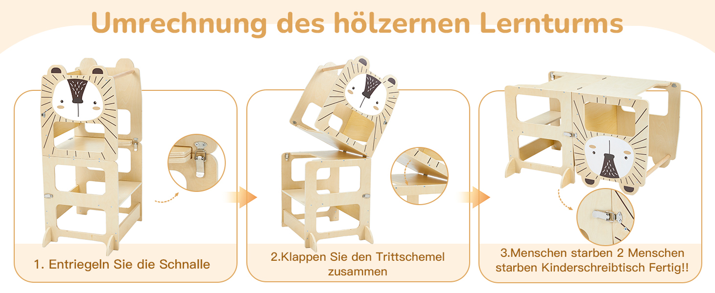 Дерев'яний навчальний столик-сходинка Labebe Montessori для дітей від 1 року (92x38.5x42 см), 3-в-1, з дошками для повідомлень