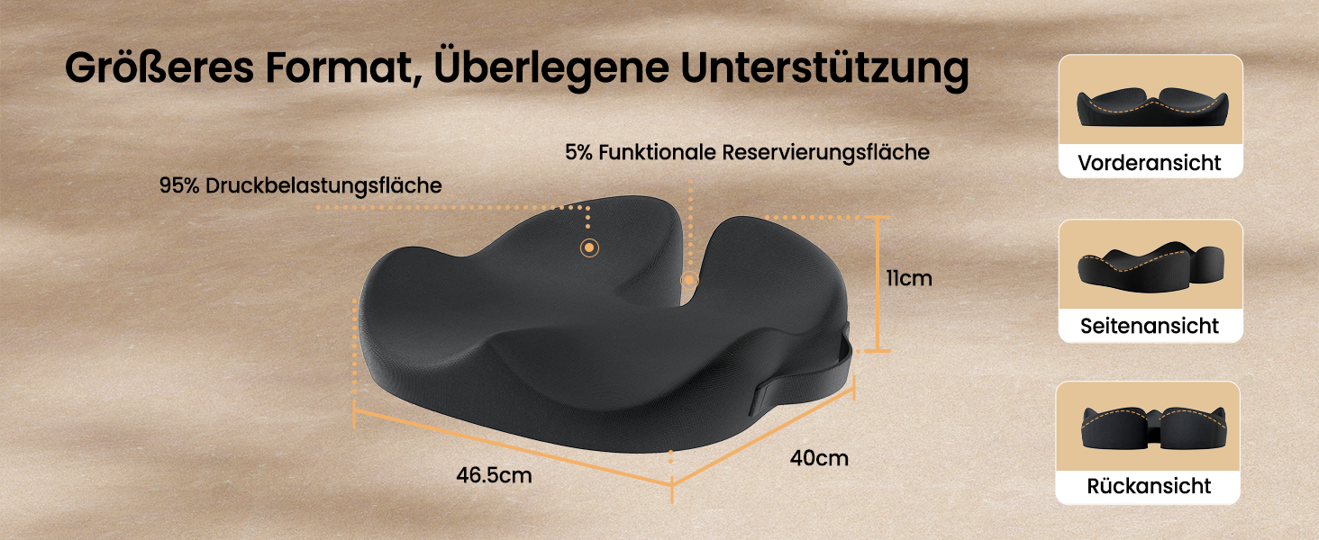Подушка для офісного крісла ProtoArc, ергономічна подушка для куприка, піна з пам'яті, для інвалідного візка, авто, чорний колір, великий розмір