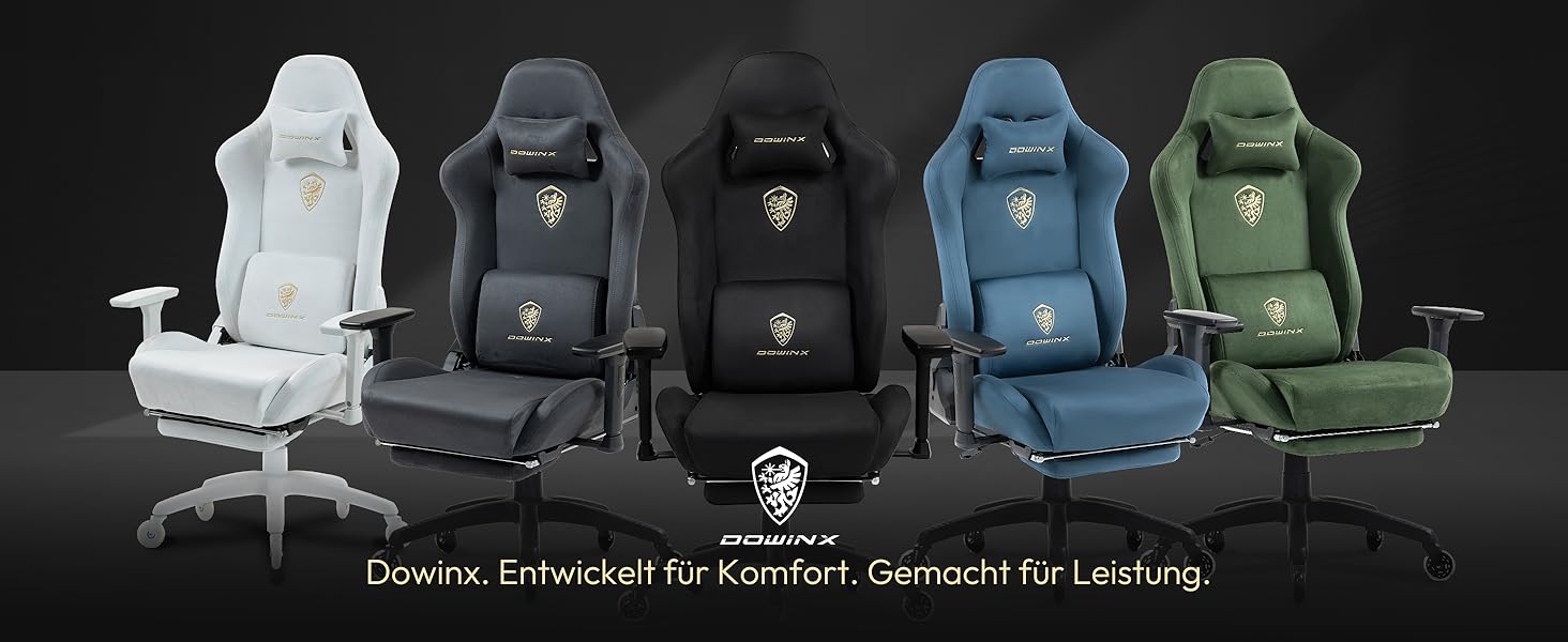 Ігрове крісло Dowinx Ergonomic Gaming Chair з підставкою для ніг та 3D підлокітниками, сіре, витримує до 200 кг, офісне крісло для геймерів