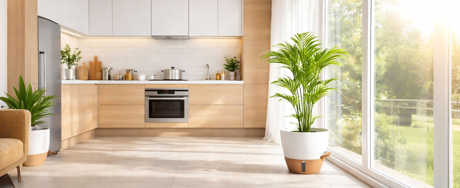 Набір 4 самополивні горщики для квітів T4U з індикатором рівня води, легкі у догляді, великі (30 см, білий)