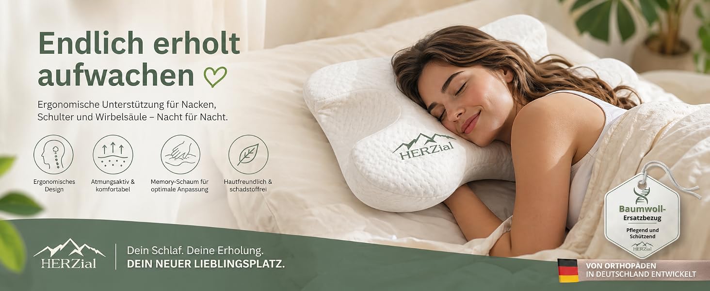 Ортопедична подушка для шиї Contour Sleep з ефектом пам'яті (Memory Foam) — ергономічна підтримка шийного відділу хребта для сну на боці та спині, Oeko-TEX