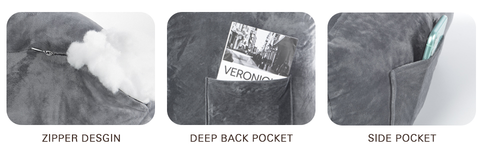 Лежак для читання з підголовником та підлокітником, сірий - ідеальний для читання та відпочинку в ліжку, на дивані чи на підлозі