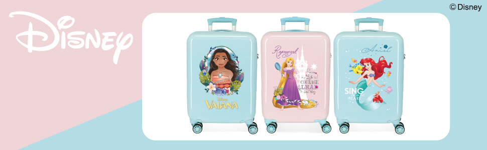 Валіза дитяча Disney Princesses рожева, 50x39x20 см, жорсткий пластик, комбінована застібка, 34 л, 1,8 кг, 4 колеса