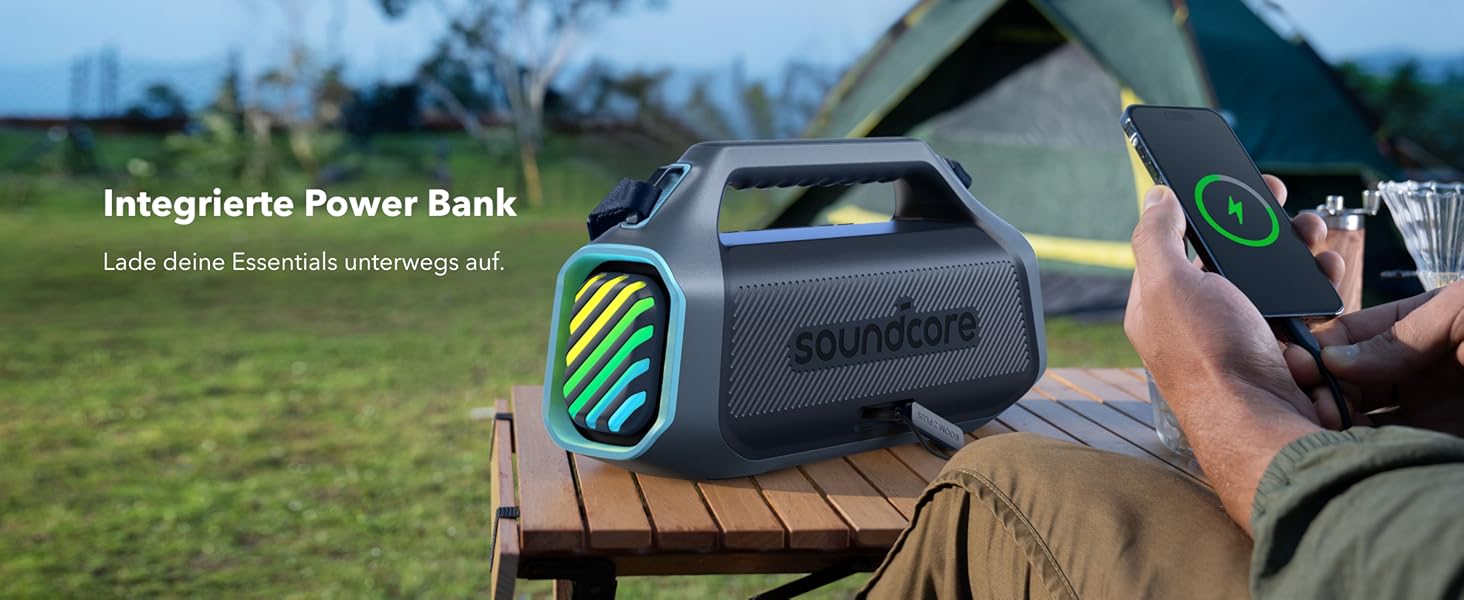Soundcore Boom 2 Plus - портативна Bluetooth колонка, 140W, IPX7, RGB, Power Bank, BT 5.3 (синій)