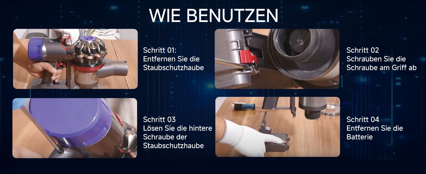 Акумулятор для пилососа Dyson Absolute/Animal/Motorhead/Fluffy SV10 (Carbon Fiber) + 5 фільтрів + гвинти (DC31)