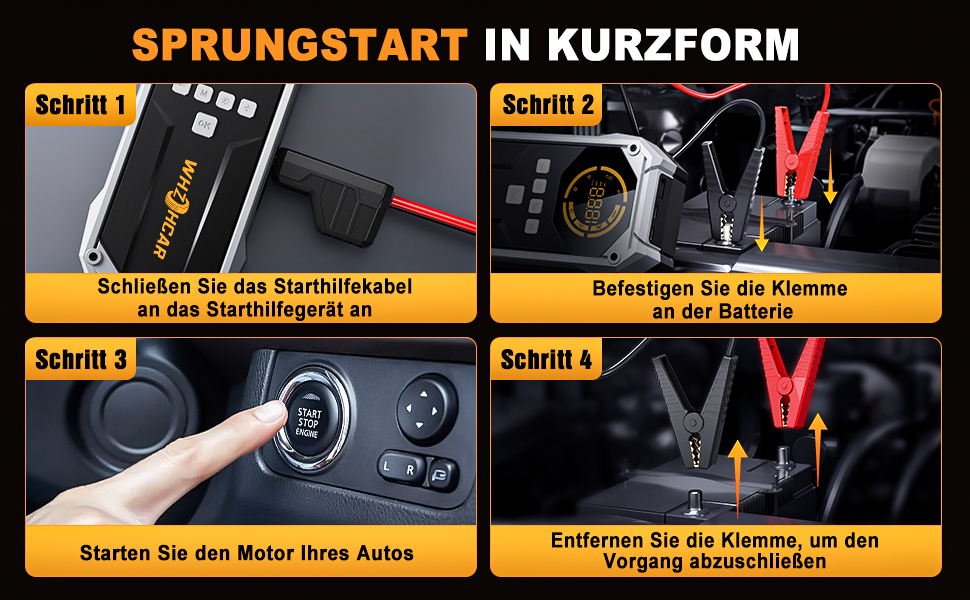 Powerbank Starthilfe 6000A з компресором та LED-ліхтарем: багатофункціональний пусковий пристрій для автомобіля (чорний)