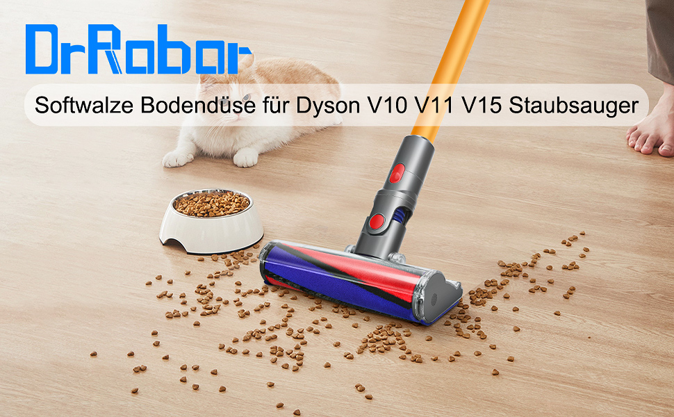 Насадка для підлоги з м'яким валиком DrRobor для пилососа Dyson V10 V11 V15