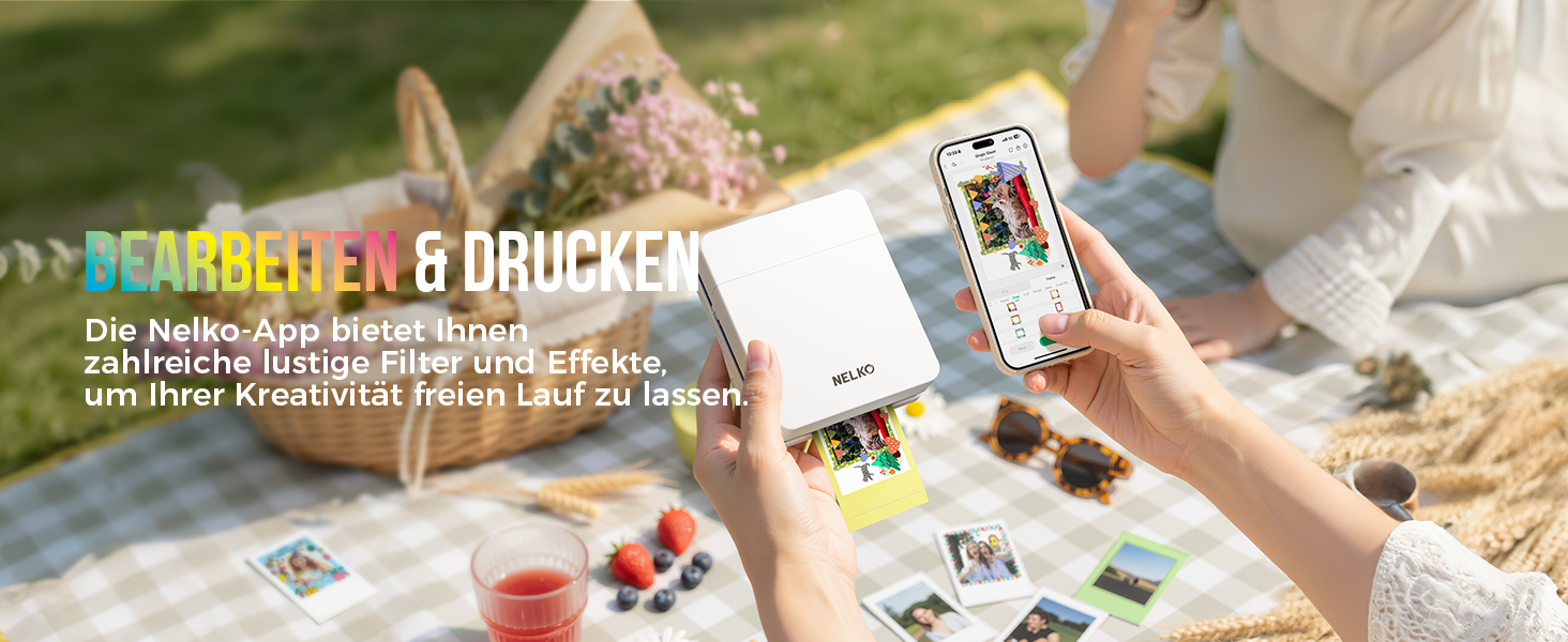 Портативний міні-принтер Nelko PP01 для фотографій з телефону. 20 листів паперу, принтер-наклейка, для iOS & Android, білий