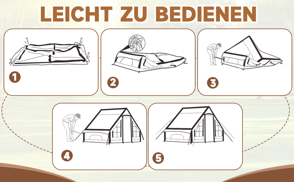 Надувний кемпінговий намет 4-5 осіб Oxford 420D, водонепроникний 3000мм, з насосом та вікнами, для 4 сезонів, 300x200x200 см