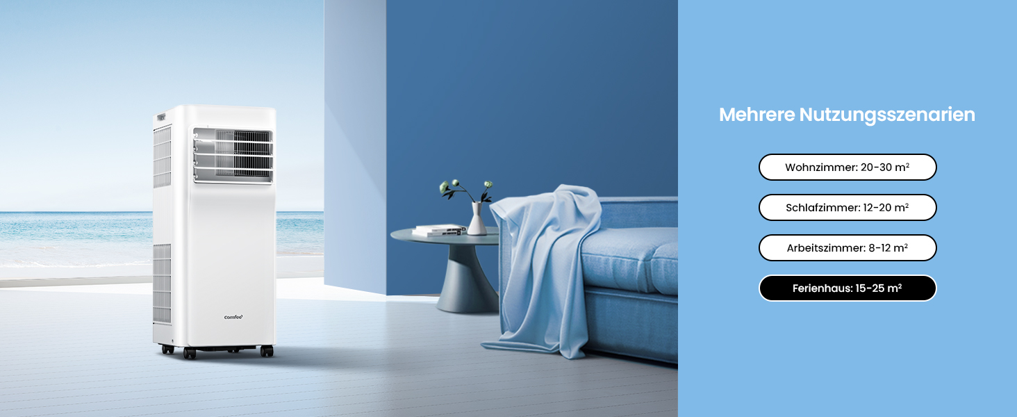 Мобільний кондиціонер Comfee Breezy Cool Pro 2.0 7000 BTU/2.0kW з Wi-Fi, охолодження, вентиляція, осушення – для кімнат до 25 м²