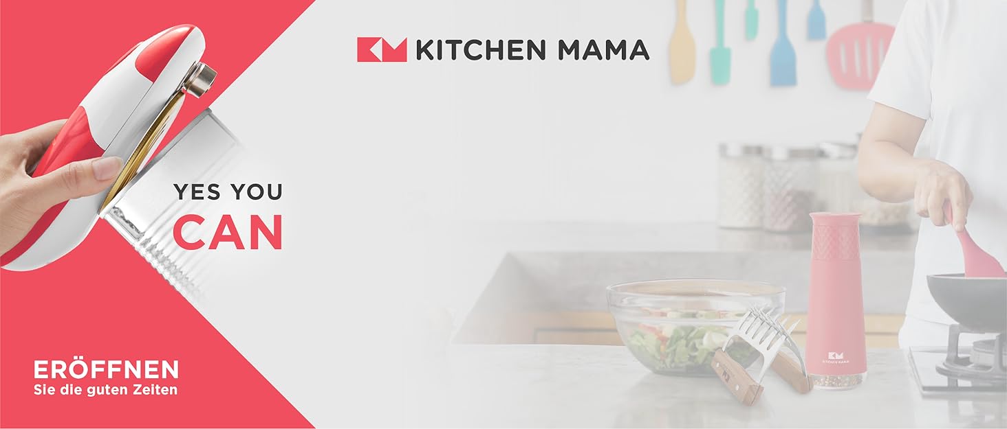 Електричний відкривач консерв Kitchen Mama 2.0: автоматичний, бездротовий, з гладкою кромкою, для безпечного відкривання, працює від батарейок (мармуровий чорний)