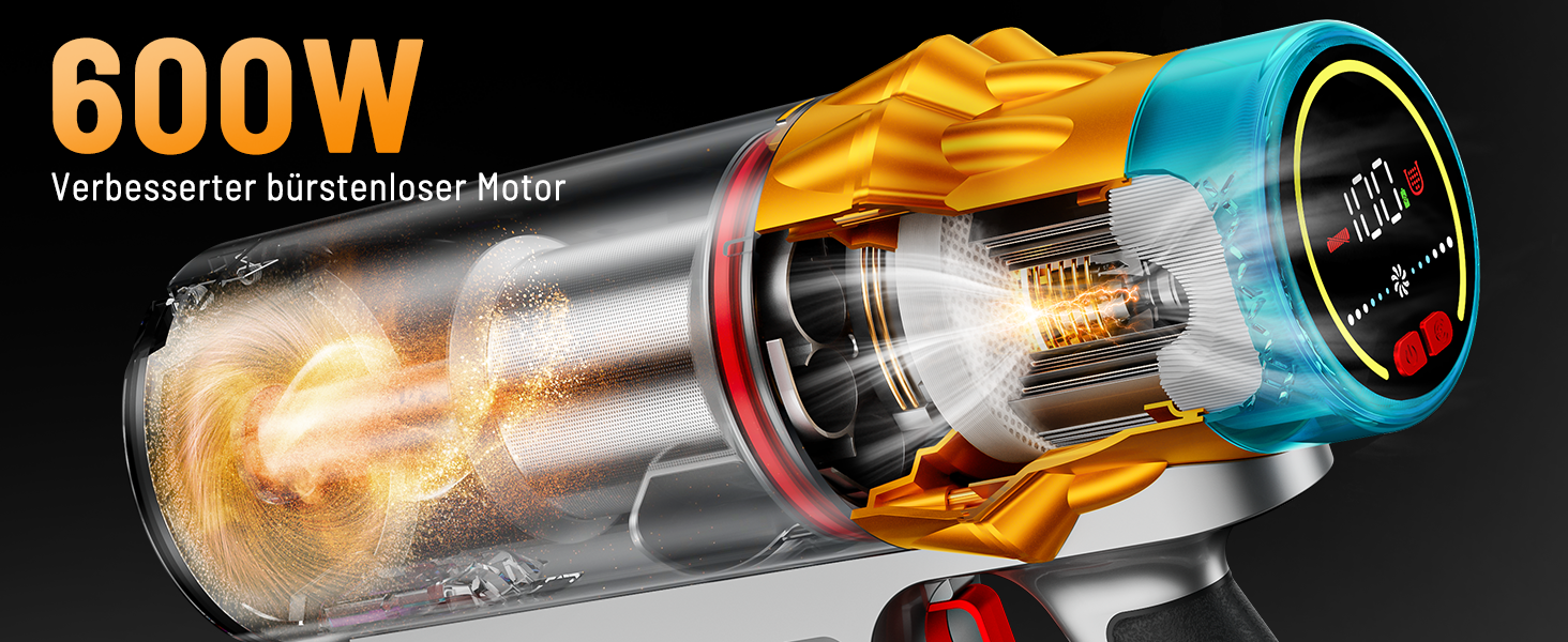 Акумуляторний пилосос бездротовий 600W, 70 хв, 1.8л, для підлоги, килимів, шерсті тварин, з самостійною підставкою, блакитний