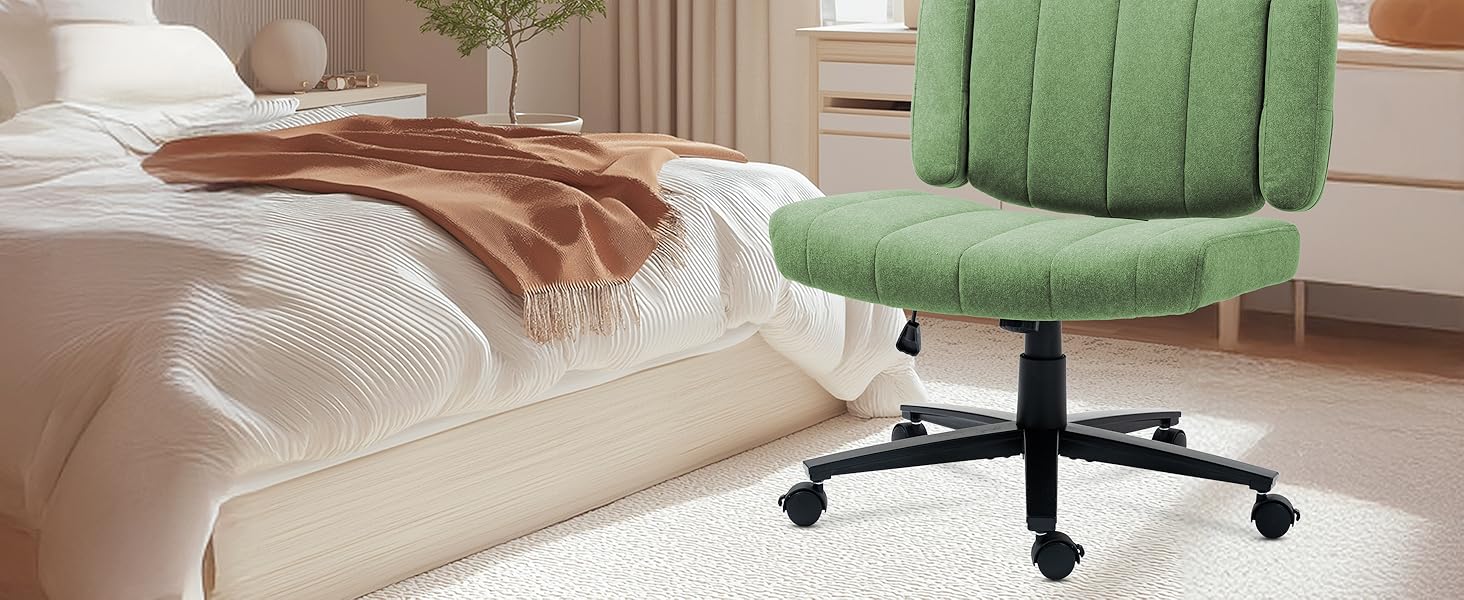 Крісло Vigosit Criss Cross з колесами, регульовані підлокітники, антиковзаюча тканина, комфортна подушка, сучасний стиль, поворотне, для дому, туалетного столика, офісу (Сірий) (Зелений)